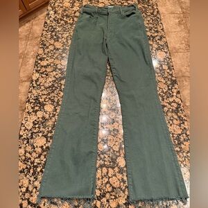 MOTHER the Hustler Ankle Fray in Dark Green size 28